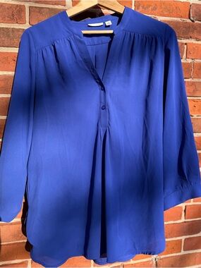 Halogen Split-Neck Blouse in Royal Blue